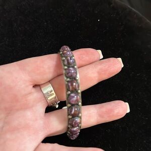 Native purple spiny cuff, signed by RE, sterling